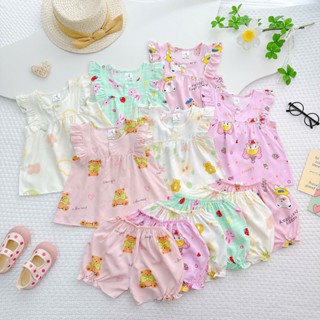 [7-13kg] Bộ Quần Áo Bé Gái, Đồ Bộ Mặc Nhà Bé Gái Vải Tôn (Tole-Lanh) mẫu CÚC NGỰC Mềm-Mịn-Mát MeGauu - BTG15