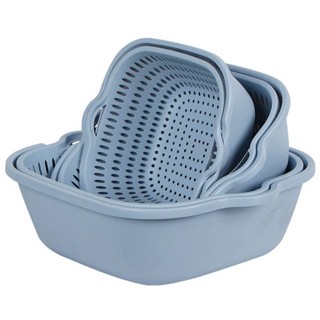  Bộ Thau Rổ Nhựa Vuông 6 Món  3288+3289+3290  - Bộ thau rổ 6 món lớn Việt Nhật 