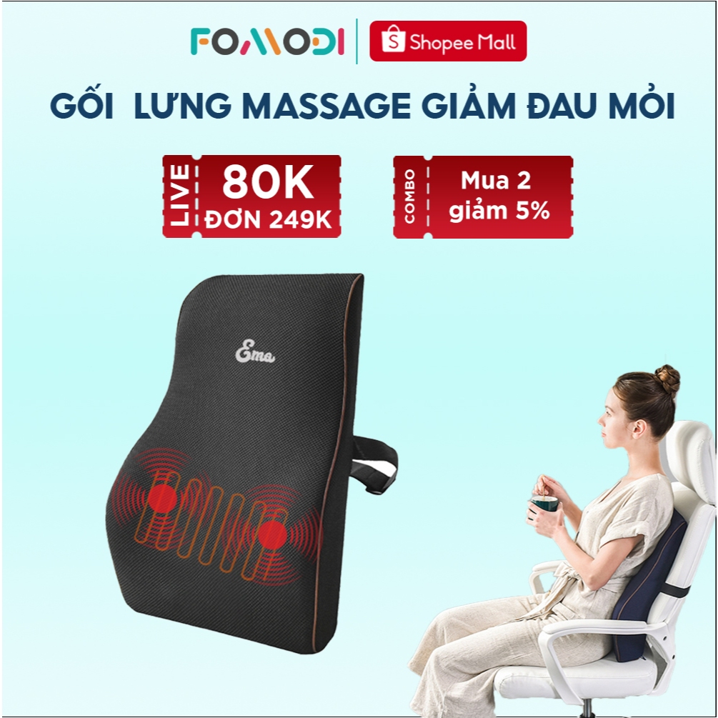 Gối tựa lưng massage FOMODI cao su non dành cho dân văn phòng và lái xe thiết kế công thái học chống đau mỏi | BigBuy360 - bigbuy360.vn