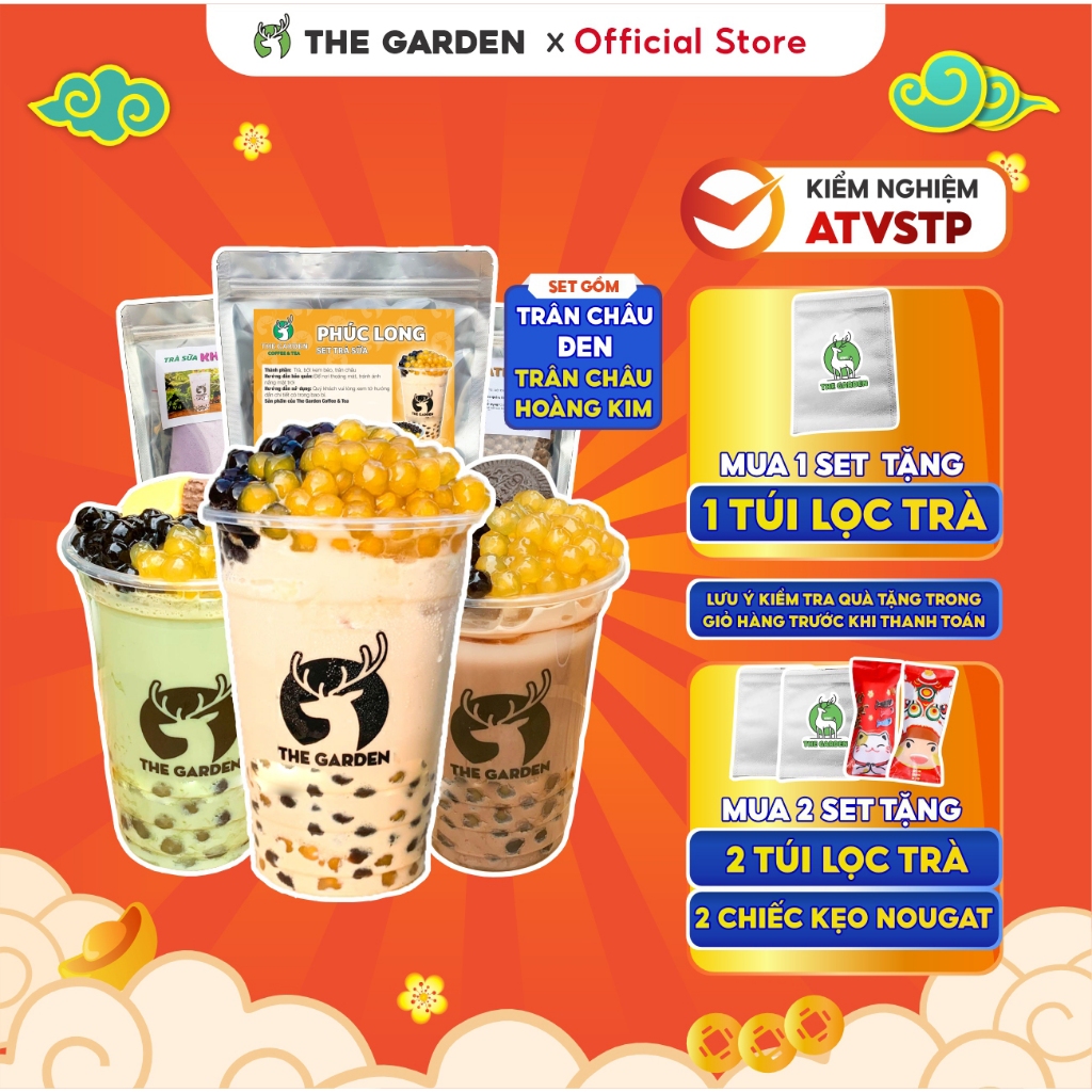 Set Trà Sữa Tự Pha Phúc Long, Nguyên Liệu Làm Trà Sữa Thái Xanh, Thái Đỏ 6-8 Ly THE GARDEN