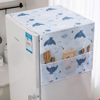 Tấm phủ tủ lạnh chống bám bụi có túi đựng đồ đa năng gia dụng tiện ích đồ trang trí vải che tủ lạnh decor nhà xinh xắn