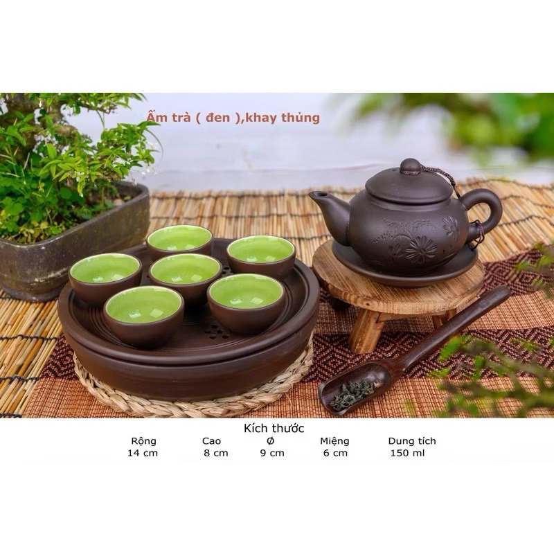 Bộ ấm chén, bộ tách trà gốm tử sa Bát Tràng size nhỏ 180ml