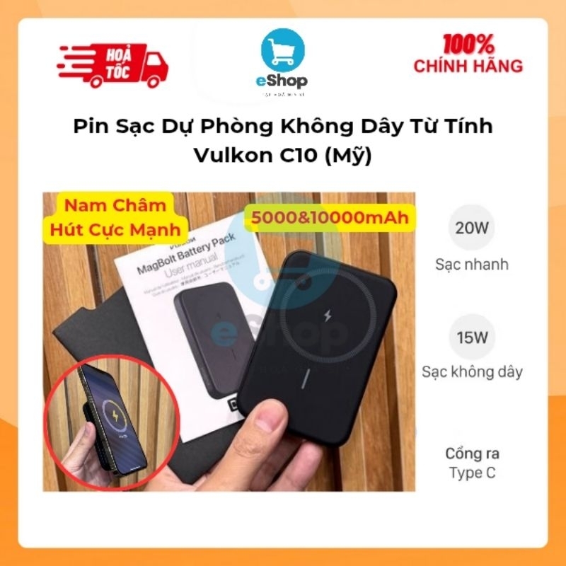 Pin Sạc Dự Phòng Không Dây Từ Tính Vulkon / Arun WX01-190 5.000mAh, Sạc Nam Châm, Sạc Nhanh PD 20w