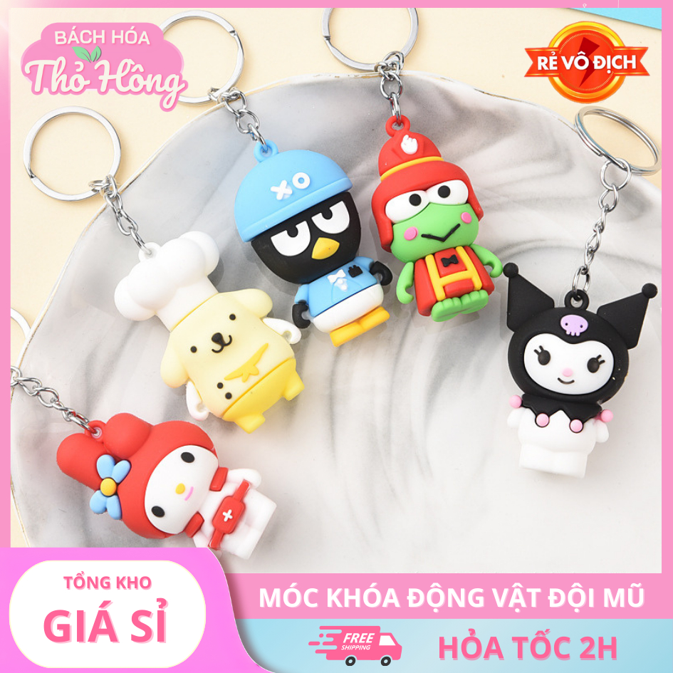 (Thaosi8420) Móc khóa động vật đội mũ dễ thương