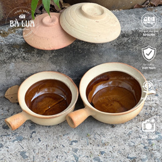  Nồi đất tay cầm 17cm tráng men lòng láng đẹp kho cá làm cơm thố tay cầm miến xào cua đựng súp bào ngư 