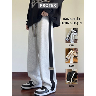 Quần Ống Rộng Nỉ Nam Nữ PROTEX Cạp Chun Co Giãn Phối Sọc 2 Bên Thời Trang Thể Thao Mặc Nhà Đi Chơi