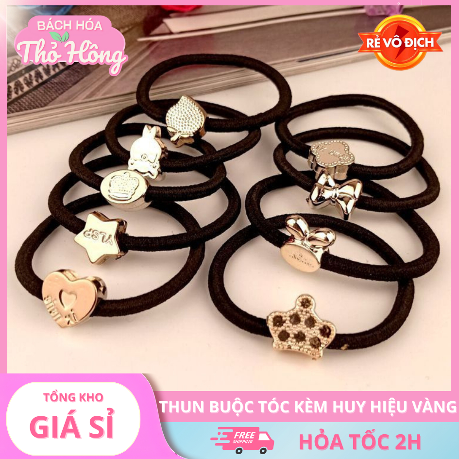 10 Thun Buộc Tóc Kèm Huy Hiệu Vàng