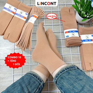 [Loại Dày] [SET 10 ĐÔI + TẶNG 1] Tất Vớ da lót lông nỉ nhẹ đi nắng trên mắc cá 25cm hàng đẹp dày mịn