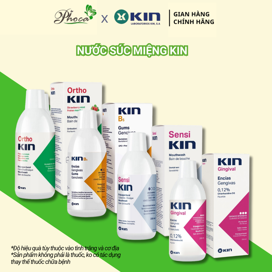 Nước súc miệng Kin, nước súc miệng niềng răng Sạch Mảng Bám, Phục Hồi Nướu, Ngừa Viêm Lợi