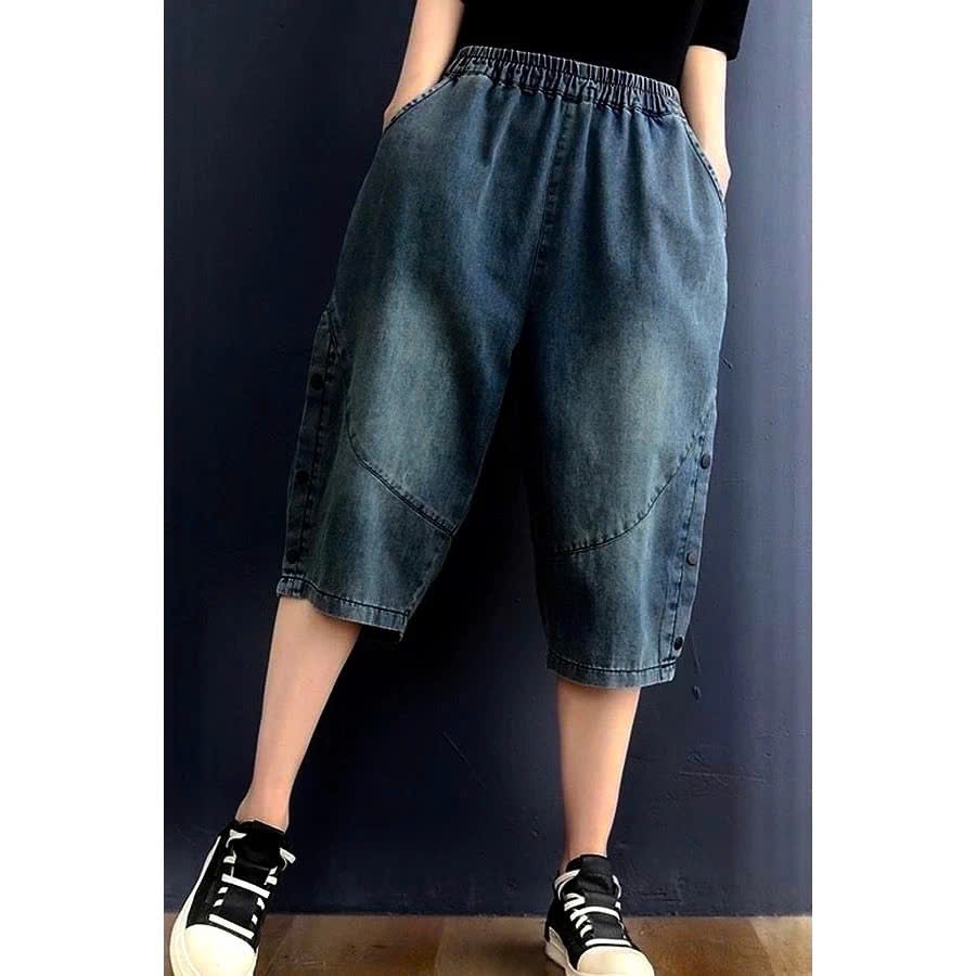 [M668]Quần Ngố Lửng Vải Bò Giấy Mềm Dáng Bom Cho Nữ