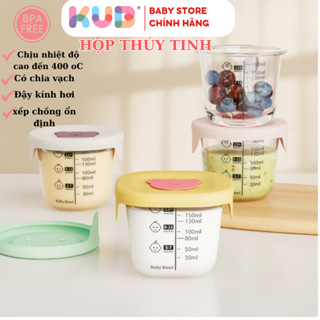  Hộp Thuỷ Tinh Trữ Đông Đồ Ăn Dặm Hủ Thuỷ Tinh Ăn Dặm Cao Cấp Chịu Nhiệt AnToàn Cho Bé Có Chia Vạch 