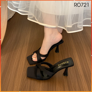 Dép nữ cao gót 7 phân hàng hiệu rosata hai màu đen trắng thời trang cao cấp ro721