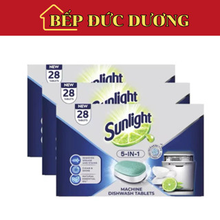Combo 3 Hộp Viên Rửa Chén Bát Sunlight 5 in 1 Dành Cho Máy Rửa Chén Bát (28 Viên/Hộp)- Bếp Đức Dương