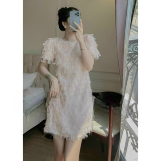 Đầm xô lông 2 màu thiết kế cổ tròn thích hợp khi mặc đi chơi, dạo phố
