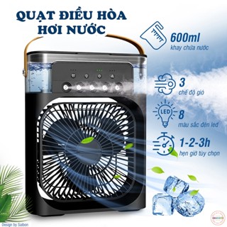 Quạt Đá Điều Hòa Hơi Nước Mini Để Bàn , Quạt Điều Hòa Mini Phun Sương Có Khay Chứa Đá