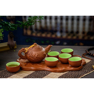 Bộ ấm chén sen khay lá sen gốm Bát Tràng