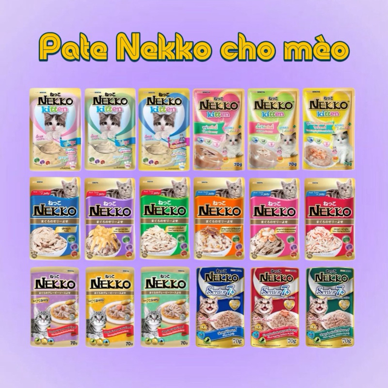 ❌MỚI VỀ ĐỦ VỊ ❌[HOẢ TỐC] NEKKO - [THÙNG 48 gói MIX] Pate Nekko cho mèo 70g Thái Lan thức ăn ướt nấu 