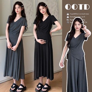 Sét suông sét bầu MÙA HÈ MAMADRESS thiết kế ÁO VẠT CHÉO KÈM CHÂN VÁY chất THUN LẠNH HOTTREND mềm mại co giãn mát mẻ S47