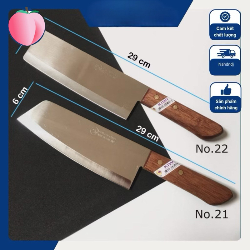Dao Làm Bếp Kiwi Thái Lan Thái Thịt - Dao Thái Inox Cán Gỗ Không Gỉ -