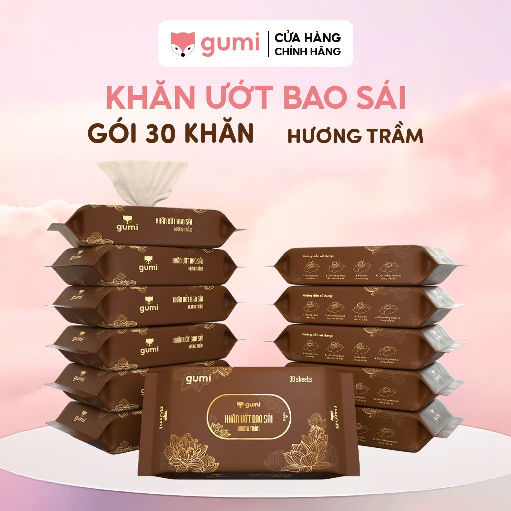 Khăn ướt bao sái hương trầm Gumi mềm nhẹ nhàng làm sạch các vật phẩm thờ cúng