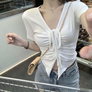 Áo Thun Bigsize Nữ Kiểu Croptop Dây Rút Tôn Vòng 1Vải Gân Tăm Mềm Mát Lên Phom Đẹp Style Cá Tính G42