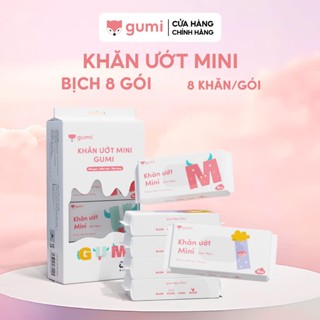 Hộp 20 gói Khăn giấy ướt Gumi Mini tiện lợi, mềm mại và thoải mái, an toàn cho làn da của bé