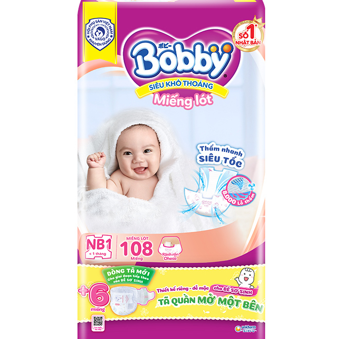 {Hàng Cộng Miếng}Miếng lót sơ sinh bobby NB1_108/NB2_60