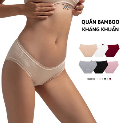 MUSTOTO Quần Lót Nữ Trơn Bamboo Kháng Khuẩn Viền Ren Lưng Thấp (MQ50)
