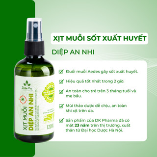 Xịt muỗi Sốt Xuất Huyết Diệp An Nhi 120ml - Phòng chống, xua đuổi muỗi Aedes, làm dịu vết đốt trên da