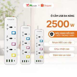 Ổ Cắm Điện, Ổ Điện USB Đa Năng Chịu Tải 2500W Dài 4m Cổng USB Có Chốt Bấm Chống Giật An Toàn, Có Khóa Bảo Vệ
