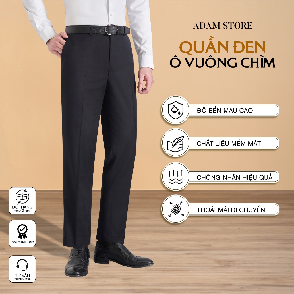 QUẦN ĐEN Ô VUÔNG CHÌM ADAM STORE THE TUXEDO Q300