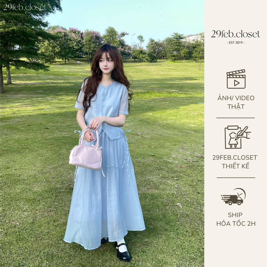 Set Đồ Nữ Áo Tay Bồng Rút Dây Eo Sườn Chất Tơ Kèm Chân Váy Xoè Nhẹ Nhàng Nữ Tính Sang Chảnh- 29feb.closet - S193 | BigBuy360 - bigbuy360.vn