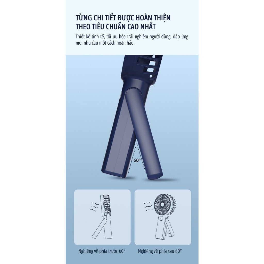 Quạt cầm tay milife Y2 pin 12 tiếng, Cánh quạt 7 cánh, 3 tốc độ tùy chỉnh | BigBuy360 - bigbuy360.vn