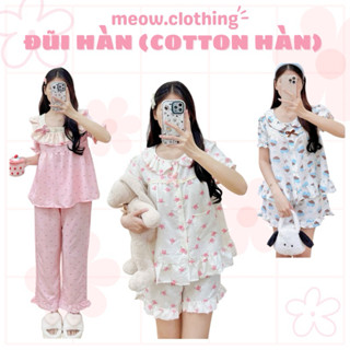 Đồ Mặc Nhà, Bộ Ngủ Nữ Tiểu Thư Cộc Đùi Phối Ren Nơ Đũi Hàn Freesize <58kg