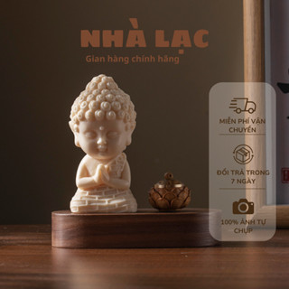 Tượng phật bằng gốm TẶNG kèm đế gỗ và lư đặt bàn làm việc, taplo xe ô tô Nhà Am