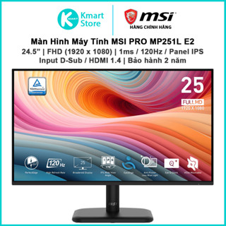 Màn hình máy tính MSI Pro MP251L E2 | 24.5" FHD 1920x1080 120Hz /1ms/IPS | HDMI/VGA | Bảo hành 2 năm