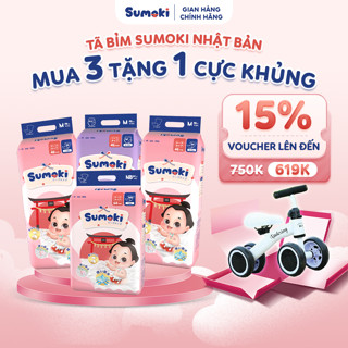   TẶNG XE CHÒI CHÂN  Tã Bỉm Dán  Quần SUMOKI Mêm Mịn Mỏng Nhẹ Chỉ 1,9mm Thấm Hút x8 Lần 
