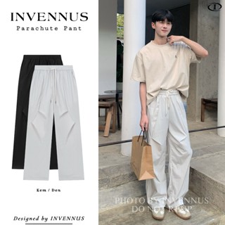 318 - Quần dù ống rộng INVENNUS Parachute Pants, quần gió form suông nam nữ dây rút chất liệu gió nhăn