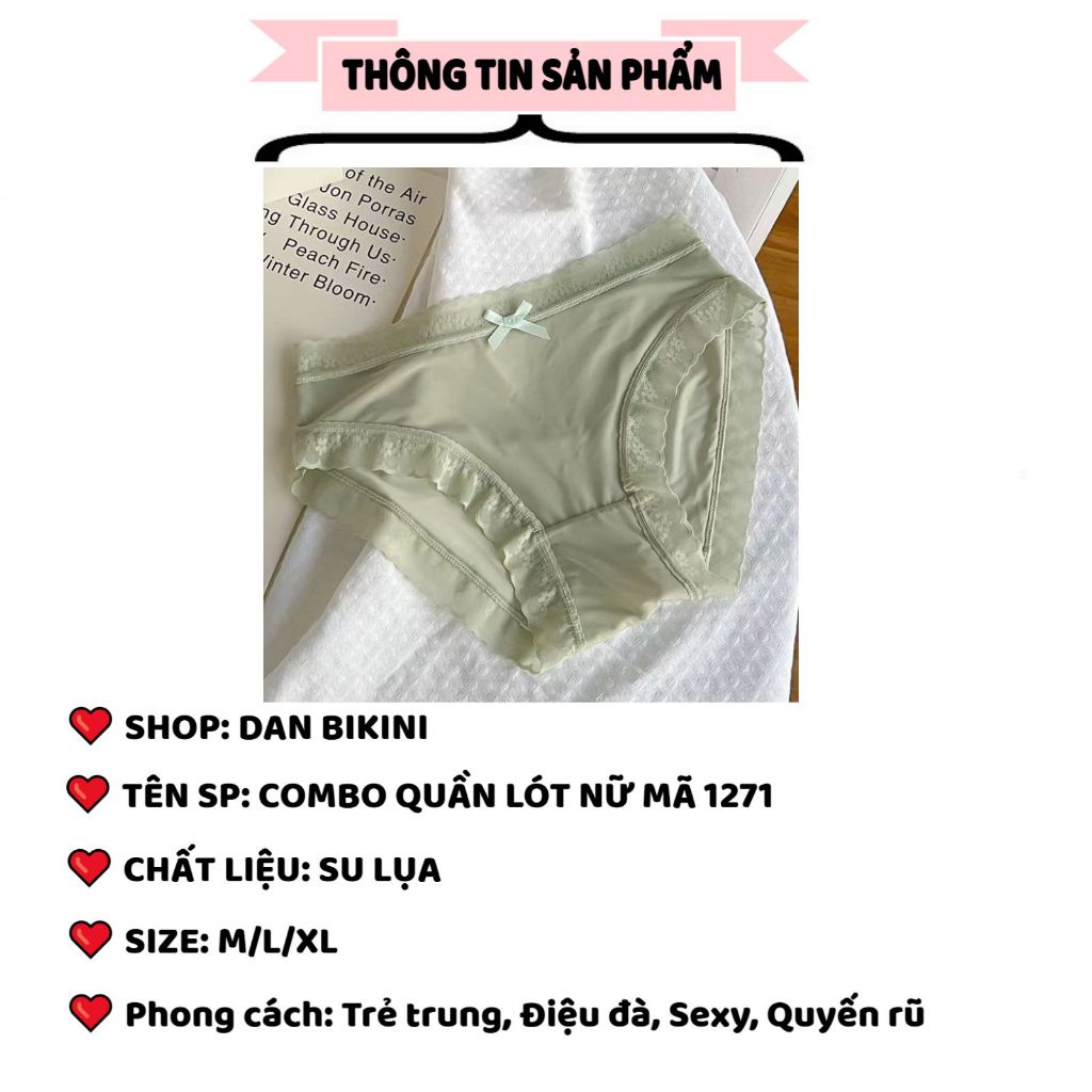 COMBO 5-10 Quần Lót Nữ Su Lụa Siêu Mỏng Không lộ viền co giãn phối ren hoa thoáng mát gợi cảm MÃ 1271 | BigBuy360 - bigbuy360.vn