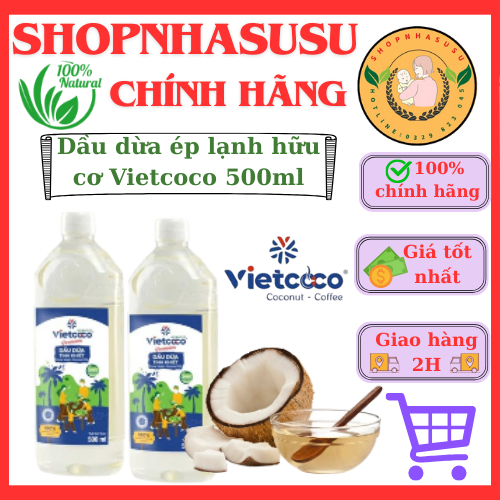Dầu dừa ép lạnh hữu cơ Vietcoco 500ml