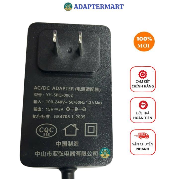 Adapter - nguồn 15V 3A chân 5.5*2.1MM - Hàng xịn bảo hành 1 năm, nguồn DC 15v 1a 2a 3a