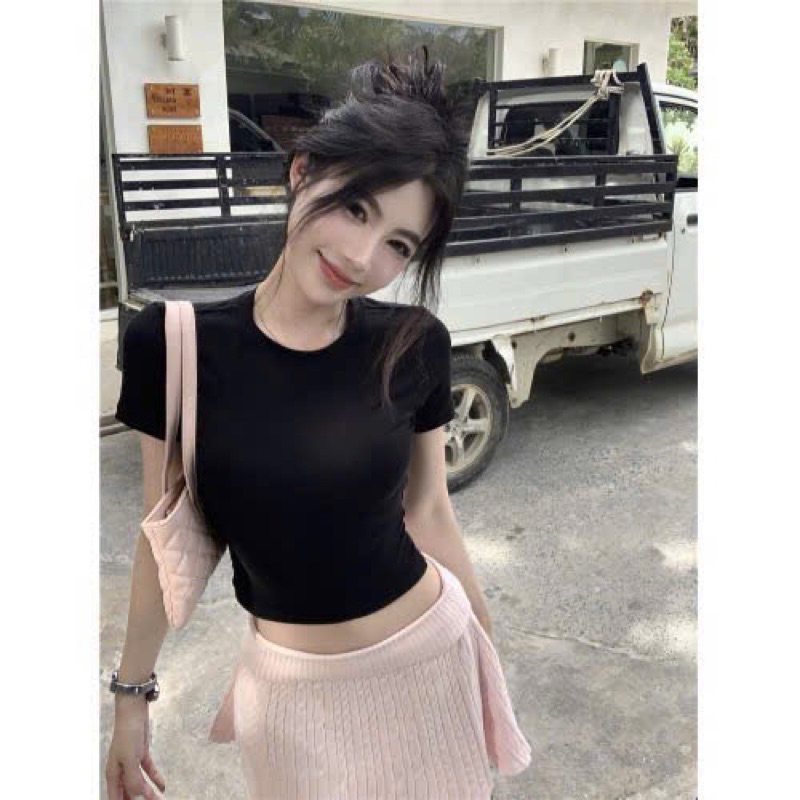 PQ06- Áo thun cộc tay croptop ( Thân ngắn) 42-52kg PQ Store chất Bozip co giãn tốt, tôn dáng | BigBuy360 - bigbuy360.vn
