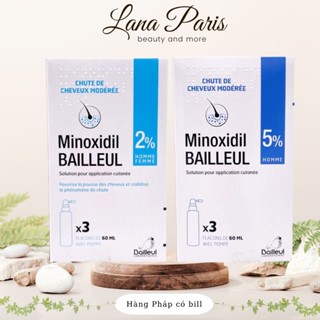 hộp Minoxidil 2% và 5% Bailleul (hãng pháp) 3 chai 60ml giảm rụng tóc