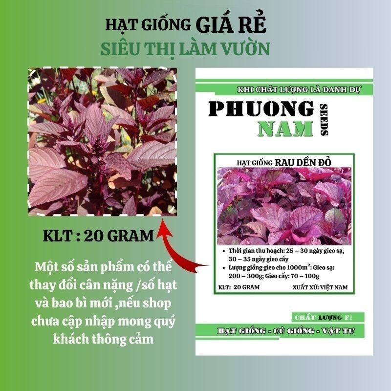 20 GR - HẠT GIỐNG RAU DỀN ĐỎ