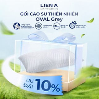 Gối cao su thiên nhiên Oval Grey Liên Á kết hợp than hoạt tính kháng mùi kháng khuẩn có 2 lớp áo gối