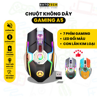 Chuột không dây A5Pro BATOTECH led RBG đổi màu đuổi cực đẹp, pin sạc dùng 3 tuần, 7 phím gaming