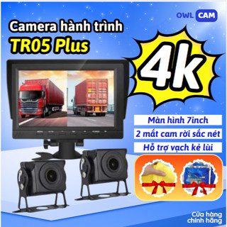 Camera hành trình xe tải TR05 Plus, ghi hình 2 mắt cam sắc nét, chống nước, có hồng ngoại trợ sáng, tích hợp cam lùi