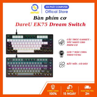 Bàn phím cơ DareU EK75 White / Black DareU Dream switch - Mới 2024 Keycap PBT ko xuyên Led