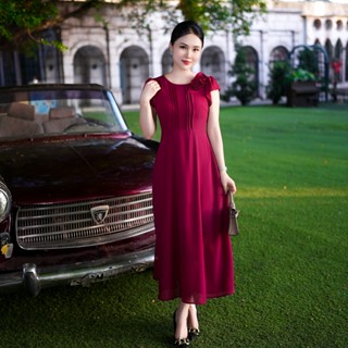 Đầm Trung Niên Dáng Dài [ Linh Trà ] (LT 2448) Cao Cấp Sang Trọng Quý Phái Đi Chơi Đi Tiệc Đa Dụng Cho Các Quý Bà U40