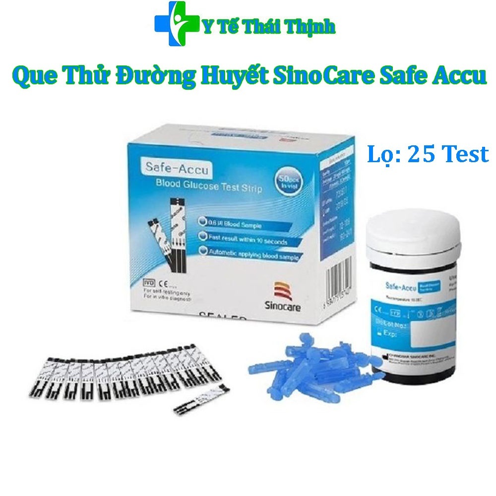 Que thử Đường Huyết Sinocare Safe Accu Lọ 25 Que